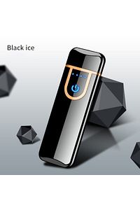 Çift Taraflı Elektrikli Slim Lüks Usb Şarjlı Siyah Çakmak Parmak Izli ürün fotoğrafı