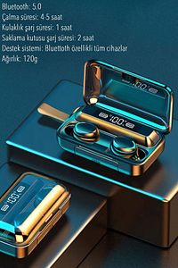 Bluetooth Kulaklık Powerbankli Kulakiçi Çift Mikrofonlu Dokunmatik Kablosuz F9-5 ürün fotoğrafı