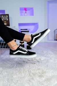Unisex Siyah Beyaz Klasik Model Spor Ayakkabı Sneaker ürün fotoğrafı