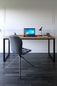 Metal Ayaklı Çalışma Masası - 160cm - Çam ürün fotoğrafı