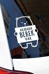 Arabada Bebek Var Ayıcık Araba Sticker ürün fotoğrafı