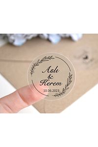 Kişiye Özel Kına-nişan-söz-nikah-düğün Etiketi-özel Kesim Siyah Şeffaf Sticker 50 Adet ürün fotoğrafı