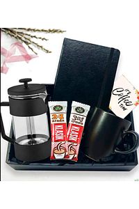 French Press & Defter & Kahve Dünyası & Siyah Kupa Seti Hediyelik ürün fotoğrafı