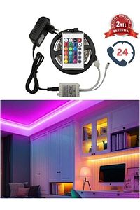 5 Mt Animasyonlu Tak Çalıştır Kumandalı Rgb Şerit Işık Aydınlatma 5 Metre-yapışkan Set Ultra Pixel ürün fotoğrafı