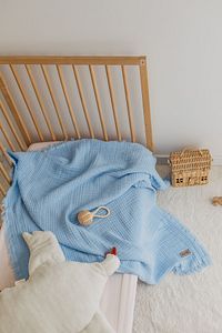 Bebe Mavi Müslin Örtü %100 Pamuk 4katlı Müslin Bebek & Çocuk Müslin 110x110cm ürün fotoğrafı