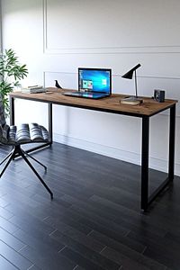 Metal Ayaklı Çalışma Masası - 160cm - Çam ürün fotoğrafı