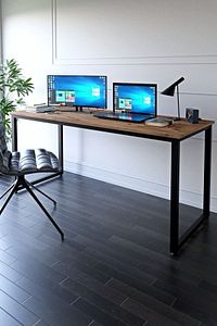 Metal Ayaklı Çalışma Masası - 160cm - Çam ürün fotoğrafı