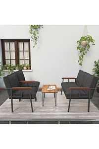 " Modern'' Serisi Balkon, Bahçe, Cafe - Metal Kanepe Koltuk Takımı - 2 1 1 Sehpa Hediyeli - Antrasit ürün fotoğrafı