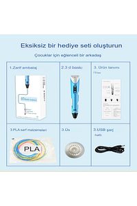 3d Pen Üç Boyutlu Yazıcı Kalem Printer 3 Renk Filament 3D Çizim Kalemi Çizim 3D Yazıcı ürün fotoğrafı