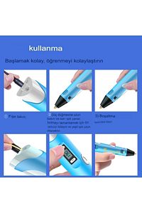 3d Pen Üç Boyutlu Yazıcı Kalem Printer 3 Renk Filament 3D Çizim Kalemi Çizim 3D Yazıcı ürün fotoğrafı