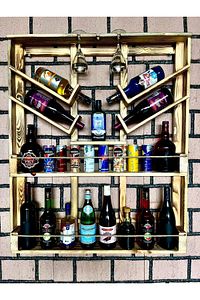 Dekoratif Ahşap Şaraplık , Içki Ve Içecek Standı 105 X 90 Cm Mini ürün fotoğrafı