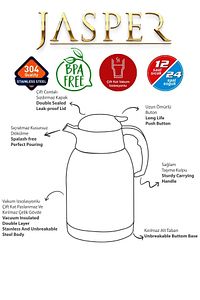 2 Litre Çift Kat Piknik Kamp Outdoor Çelik Çay Termosu 1200a Penguen ürün fotoğrafı