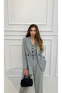 Çizgi Desenli Pantolon Ceket Yelek 3 lü Takım Elbise ürün fotoğrafı