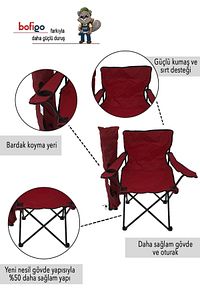 2'li Kamp Sandalyesi Piknik Sandalyesi Katlanır Sandalye Taşıma Çantalı Kamp Sandalye Kırmızı ürün fotoğrafı