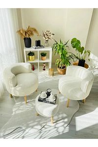 Çay Seti Ikili Koltuk Berjer Ve Puf Takımı (salon, Balkon, Ofis) 3 Lü Takım ürün fotoğrafı