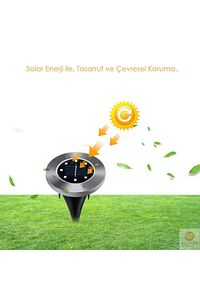 4 Adet Solar Güneş Enerjili 8 Ledli Kazıklı Çim Zemin Bahçe Aydınlatma 3 W Gün Işığı ürün fotoğrafı