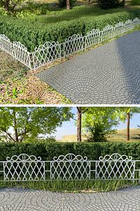 Dekoratif Ferforje Bahçe Çiti Plastik Çit  Peyzaj Koruma Panel Çit 1 Adet 50cm Beyaz ürün fotoğrafı