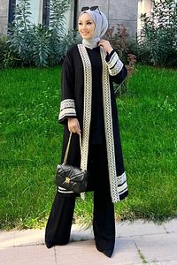 10166-sıyah Kimono ürün fotoğrafı