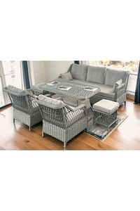 Petra Alüminyum Rattan 3 1 1 Masa 2puf Bahçe Balkon Mobilyası,vizon ürün fotoğrafı