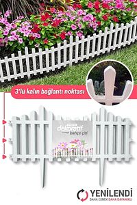 Dekoratif Bahçe Çiti Bordür Kırılmaz Plastik Çit 59 Cm Tek Peyzaj Koruma Panel Beyaz ürün fotoğrafı