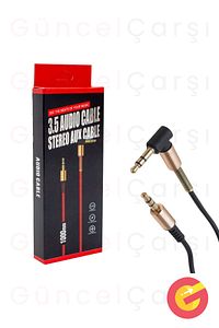 3.5 mm Yay Sarmal Uçlu Aux Kablosu 1 Metre, Ses Kablosu, 100 cm Dik Açılı Stereo Jak Kablosu ürün fotoğrafı
