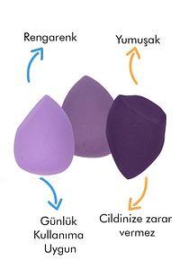 3'lü Standlı Makyaj Süngeri Seti Mor ürün fotoğrafı