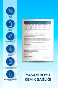 Kalsiyum,Magnezyum, Çinko, D vitamini İçeren Kemik Sağlığı Vitamini 90 Tablet ürün fotoğrafı