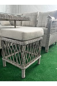 Petra Alüminyum Rattan 3 1 1 Masa 2puf Bahçe Balkon Mobilyası,vizon ürün fotoğrafı