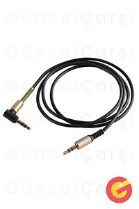 3.5 mm Yay Sarmal Uçlu Aux Kablosu 1 Metre, Ses Kablosu, 100 cm Dik Açılı Stereo Jak Kablosu ürün fotoğrafı