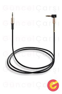 3.5 mm Yay Sarmal Uçlu Aux Kablosu 1 Metre, Ses Kablosu, 100 cm Dik Açılı Stereo Jak Kablosu ürün fotoğrafı