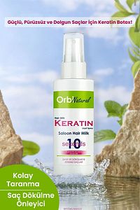Durulanmayan Keratin Bakım Sütü Düzleştirme Dökülme Karşıtı Besleyici Saç Bakım Spreyi 250ml ürün fotoğrafı