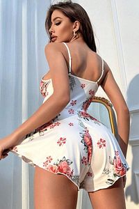 Romantik  Beyaz Çiçek Desenli Tulum Gecelik ürün fotoğrafı