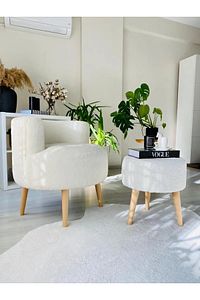 Çay Seti Tekli Koltuk Berjer Ve Puf Takımı (salon, Balkon, Ofis) 2 Li Takım ürün fotoğrafı