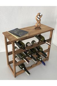 Ahşap Eskitme 3 Katlı Şaraplık Ve Şişelik Şarap Rafı Mini Bar Raf ürün fotoğrafı