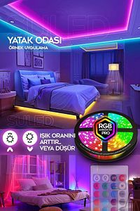 Şerit Led 5 Metre Animasyonlu Tak Çalıştır Kumandalı Trafolu Rgb Şerit Işık Aydınlatma Parti Led ürün fotoğrafı