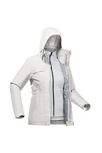 Kadın 3'ü 1 Arada Su Geçirmez Outdoor Trekking Montu - Gri - Travel 100 - 0°c ürün fotoğrafı