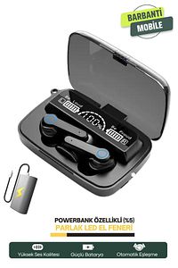 Powerbankli El Fenerli  Ios Android Uyumlu A Kalite Hd Ses Performanslı Kablosuz Bluetooth Kulaklık ürün fotoğrafı