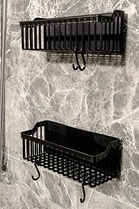 Banyor Yapışkanlı Banyo Rafı, 2'li Banyo Düzenleyici, Duş Rafı Organizer Şampuanlık, Plastik ürün fotoğrafı