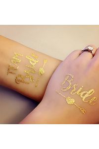Gold Bride Taç -kuşak-dövme Seti Bride To Be ürün fotoğrafı