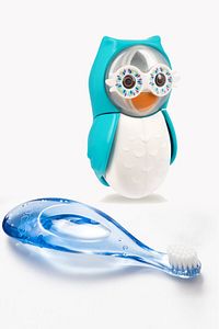 Baby 0-3 Yaş Diş Fırçası Ve Flipper Baykuş Hijyenik Saklama Kabı Seti - Mavi Baykuş Figürü ürün fotoğrafı