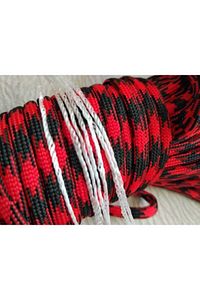 Siyah-kırmızı Kamuflaj Desenli Paracord Bileklik İpi 5 Metre ürün fotoğrafı