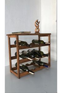 Ahşap Eskitme 3 Katlı Şaraplık Ve Şişelik Şarap Rafı Mini Bar Raf ürün fotoğrafı
