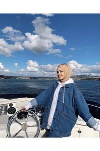 Kadın Mavi Oversize Kot Ceket ürün fotoğrafı
