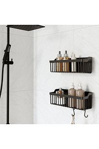 Banyor Yapışkanlı Banyo Rafı, 2'li Banyo Düzenleyici, Duş Rafı Organizer Şampuanlık, Plastik ürün fotoğrafı