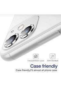 Iphone 11/12/12 Mini Uyumlu Alüminyum Alaşım Tempered Glass Kamera Lens Koruyucu(2'li Set) Gümüş ürün fotoğrafı