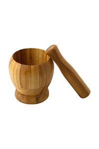 Doğal Bambu Ahşap Sarımsak Ezeceği Havan Orta Boy ürün fotoğrafı