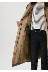 Premium Suni Kürk Yaka Haki Parka Loose Fit / Bol Rahat Kesim 1110211-71298 ürün fotoğrafı