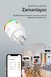 Sl-03 16a Akım Korumalı Akıllı Priz Rgb Işıklı 2.4 G Wifi Sarfiyat Ölçümleme Tuya Destekli ürün fotoğrafı