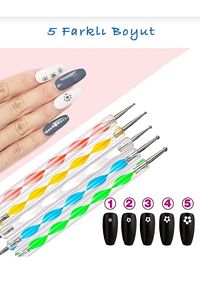 Nail Art Tırnak Süsleme Desen Dot Kalem Seti 5li ürün fotoğrafı