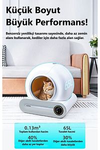 BF01 Akıllı Otomatik Kedi Tuvaleti, App Kontrol, 65lt Hazne, 9lt Çöp haznesi-UV Temizleme ürün fotoğrafı